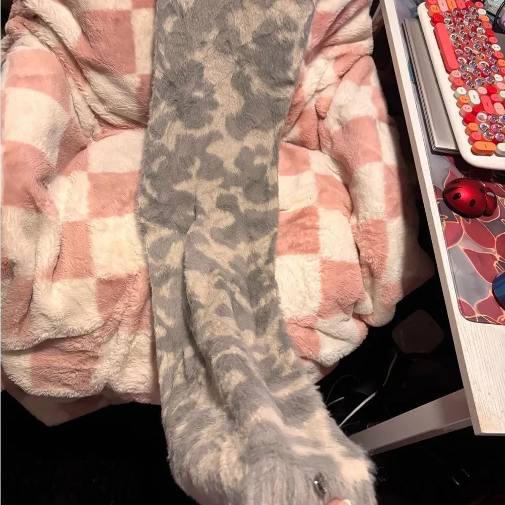 Express Long Gray Faux Fur Scarf